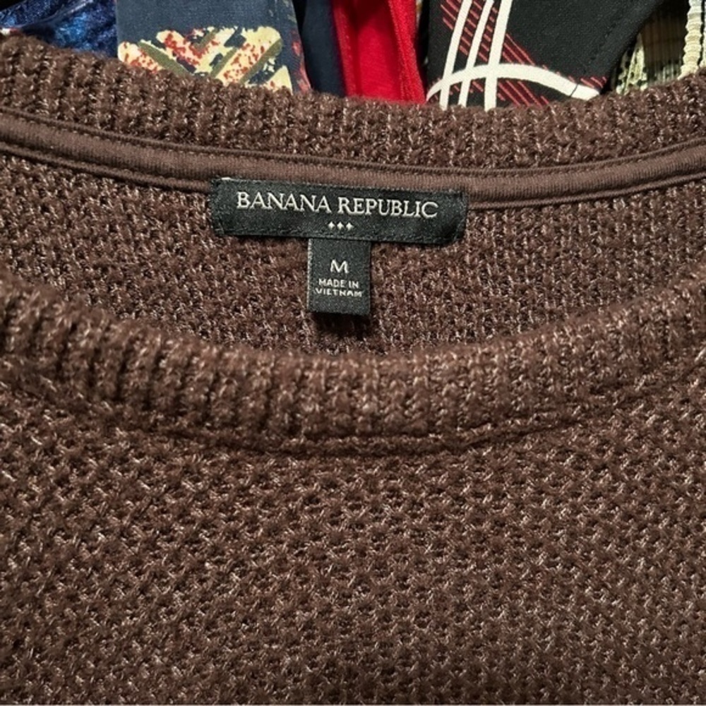 Banana Republic Brown Drop Shoulder Waffle Knit Sweater Size Medium - "Lacie" - Picture 5 of 13